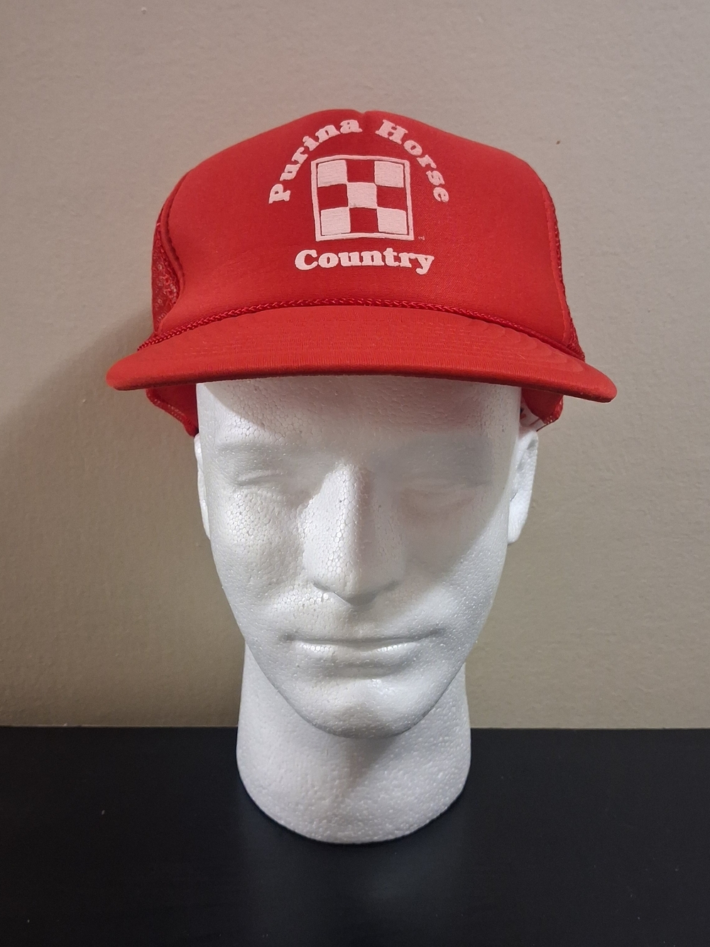 Vintage 80s Purina Horse Country Red Trucker Hat Nissin Cap NOS